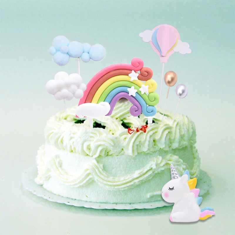 1/6 шт. Радужный Единорог топпер для торта рога единорога облачный шарик волос