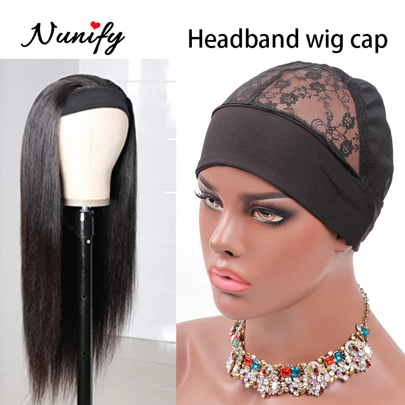 Nunify Collection Lace Wig Cap For Making Headband Wigs Gripcap 5Pcs/Lot Wig Grip Band Plus Mesh Dome Cap Black Hair Nets