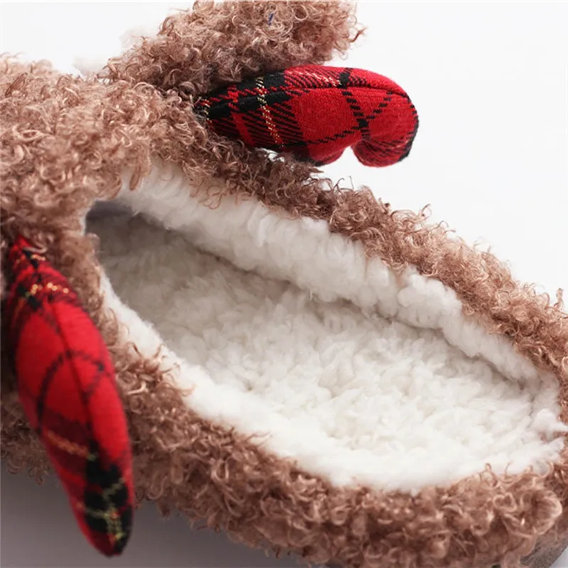 Зимние Для женщин рождественские Тапочки женские Теплый плюш милые лось олень