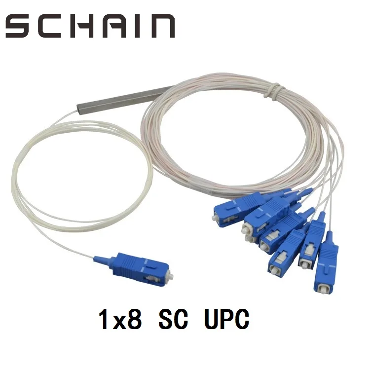 

1x8 SC UPC PLC волоконно-оптический сплиттер, мини-модуль, 900um, SC/UPC оптический соединитель SC одномодовая simplex стальная труба plc оптический сплиттер