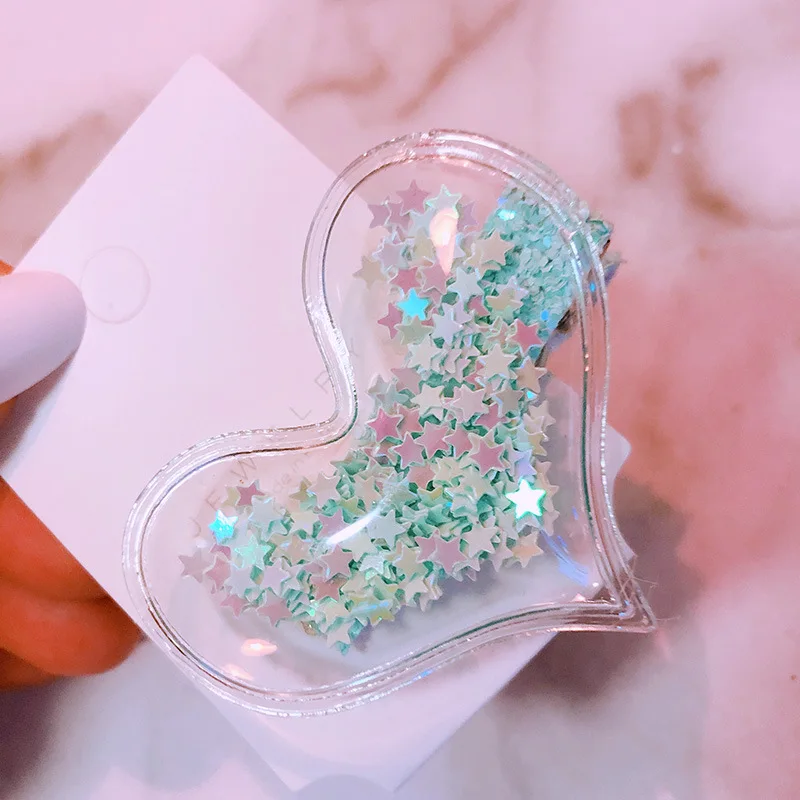 Детские заколки для волос 1 шт. пластиковые яркие цвета прозрачные звезда сердце