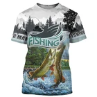 Новинка, мужские футболки для рыбалки, забавные повседневные топы 3d, летняя модная дышащая рубашка с коротким рукавом и круглым вырезом, Повседневная Уличная одежда