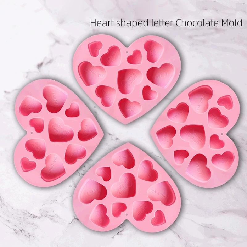 

Chocolate Molds Fondant Cake Decorating Tools English Love Heart Shape Silicone Molds DIY Candy Chocolate Soap Moulds