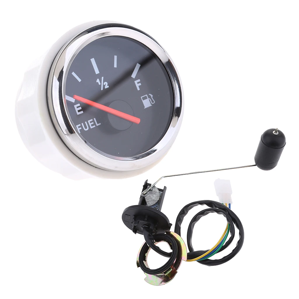 Complete 2'' Car Fuel Level Gauge Meter w/ Sensor Sender E-1/2-F Pointer | Marine Audio