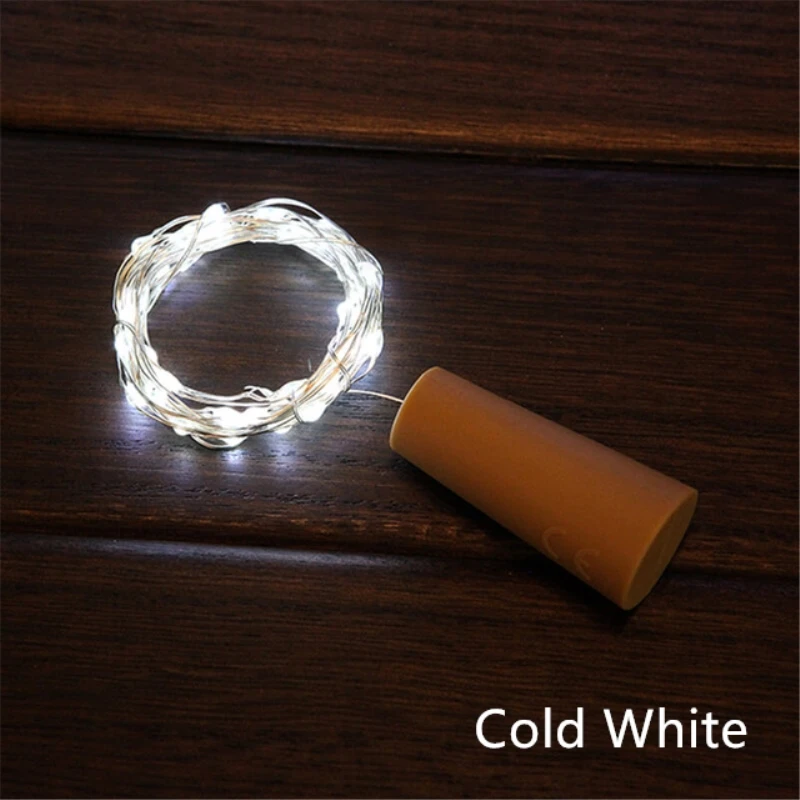 Cold White-6Pcs 6 шт., винные светильники-пробка, 20 светодиодный, серебряная медная проволока, гирлянда, сказочные гирлянды для DIY, вечерние, рождественские, свадебные, домашний декор - Испускаемый цвет: Cold White-6Pcs