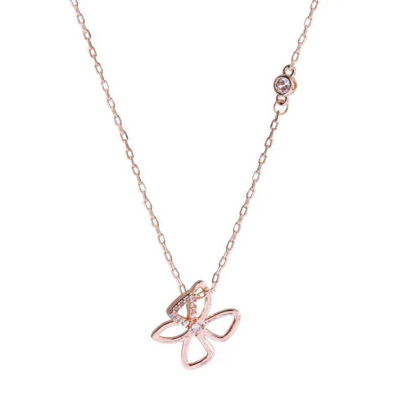 

Fashion simple butterfly titanium steel clavicle chain niche design trend web celebrity zircon female necklace