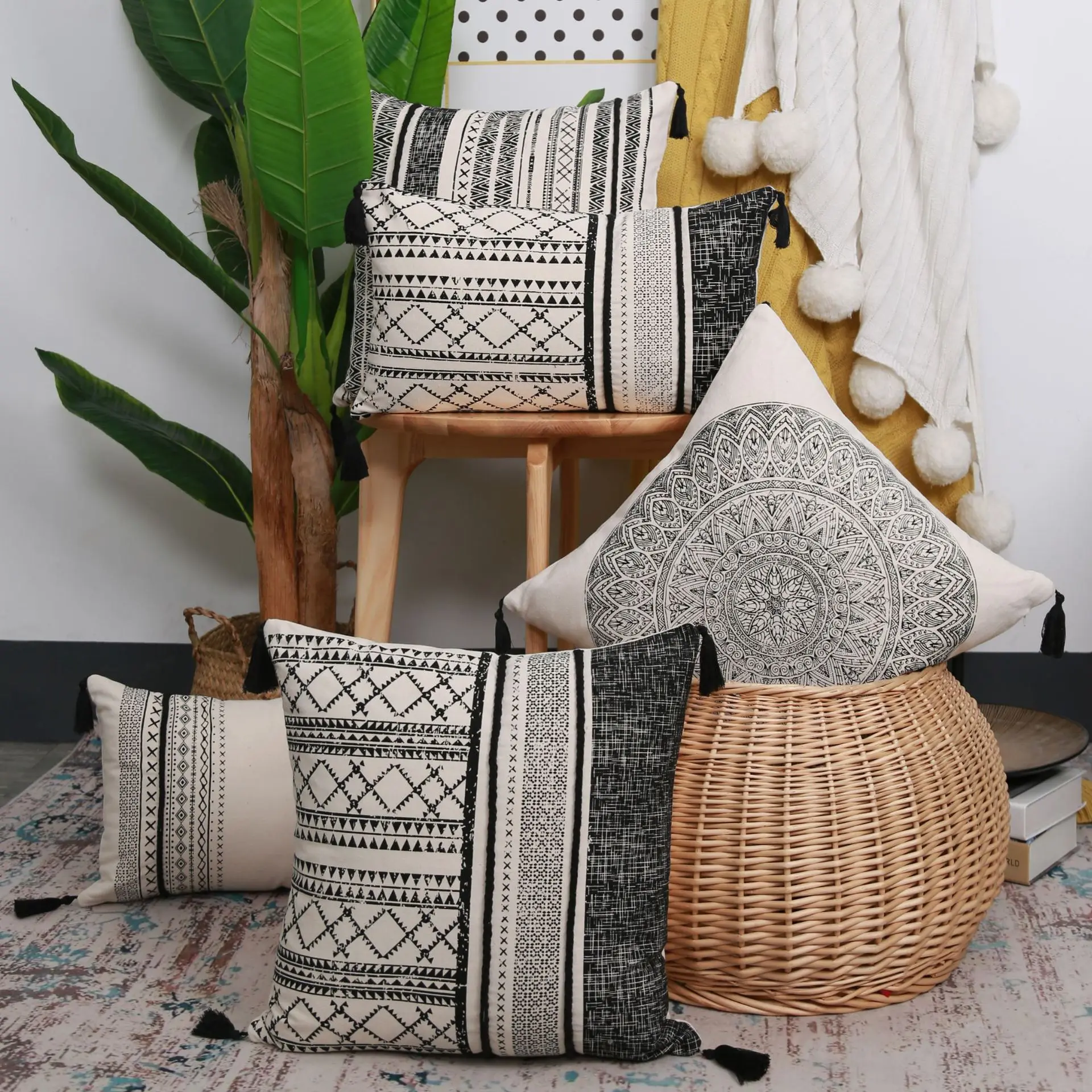 

Tassel Cushion Cover 45X45/30X50Cm Pillowcase Bedroom Living Room Home Decoration