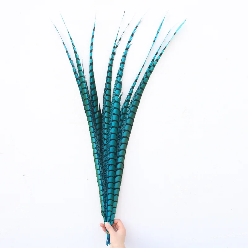 Plumas de fais&aacute;n de la naturaleza para mujer, suministros de bailarinas, accesorios para manualidades, color azul Lago, 36-40 pulgadas/90-100CM, 20 unids/lote-0