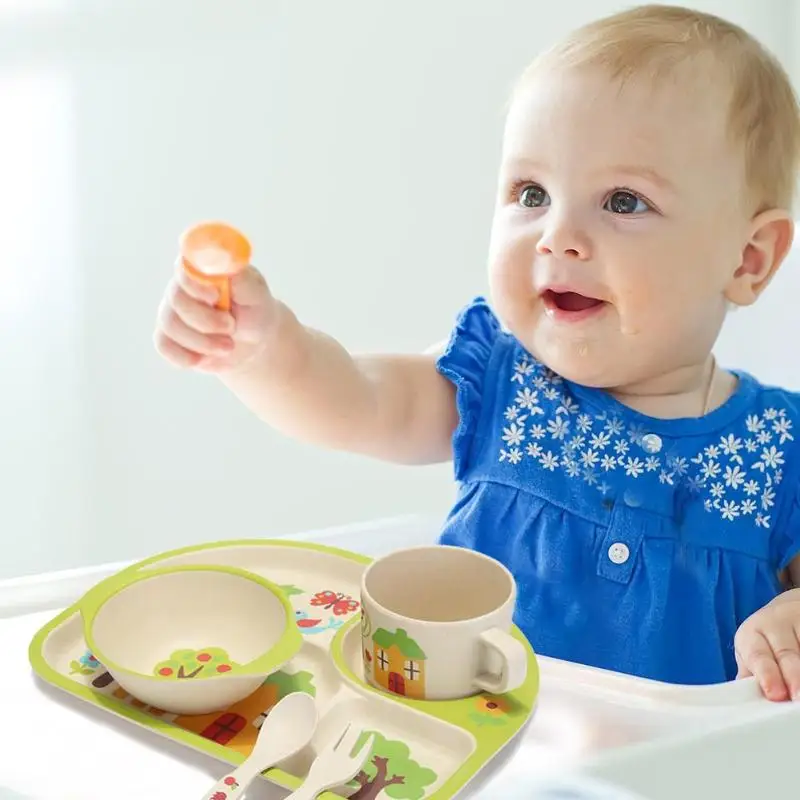 Детская силиконовая тарелка для детского сада мультяшная чаша набор детской