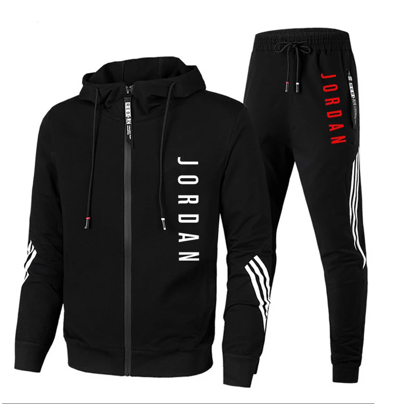 

2021 and winter autumn brand fashion men's two-piece striped Tracksuit Men hooded top outdoor sports pants track suit suit