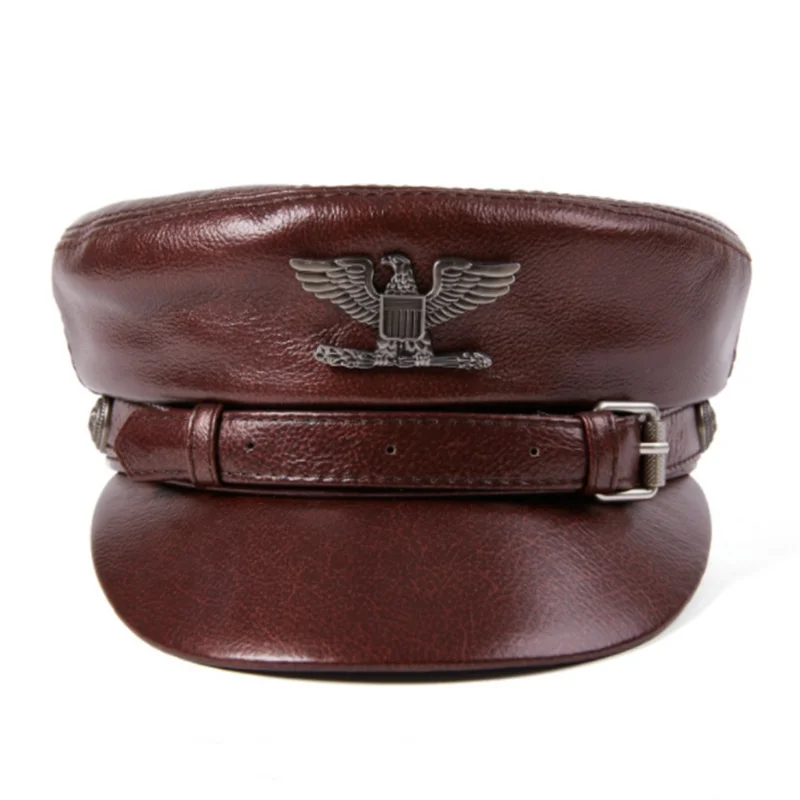 Кепка из натуральной воловьей кожи для мужчин и женщин немецкая военная шапка