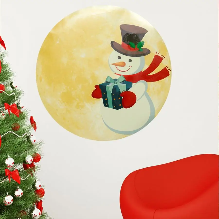 30 см светящаяся в форме Луны Рождественская тематическая Настенная Наклейка