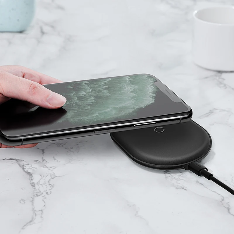 Беспроводное зарядное устройство из Baseus кожи для iPhone 11 Pro Xs Max Xr X 8 Plus настольное