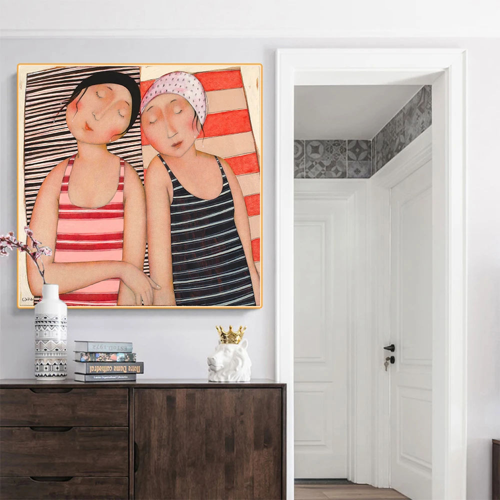 

Citon Cecile Veilhan《Sleeping girl in swimsuit》Canvas Art Oil Painting Artwork Poster Picture Modern Wall Decor Home Decoration