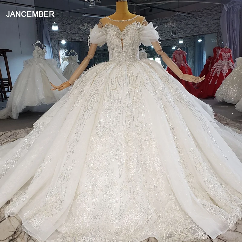 

HTL2269 Plus Size Wedding Dresses Lace Applique Shiny Glitters Luxury Wedding Dress 2021 New Robe De MariéE BohèMe ChampêTre