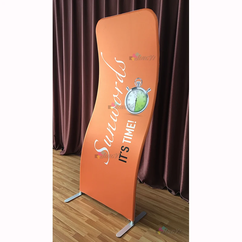 

80X200CM S-Shape EZ Tube Tension Fabric Banner Stands, Portable Exhibition Tension Polyester Wall Display for Indoor Event Shows