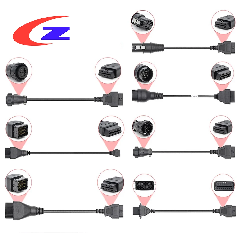 

OBD Удлинительный кабель для Scania, кабели для грузовиков OBD OBD2, диагностический инструмент, разъем для сканера для Volvo для Renault/газ, 12 Pin до 16Pin