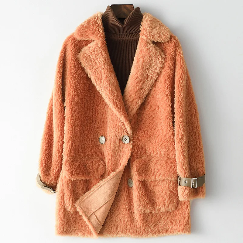 Temperament Commuting Autumn Winter New Cashmere Coat Women's All Wool Fur  Medium Length Jacket Fashion Warm Outewar