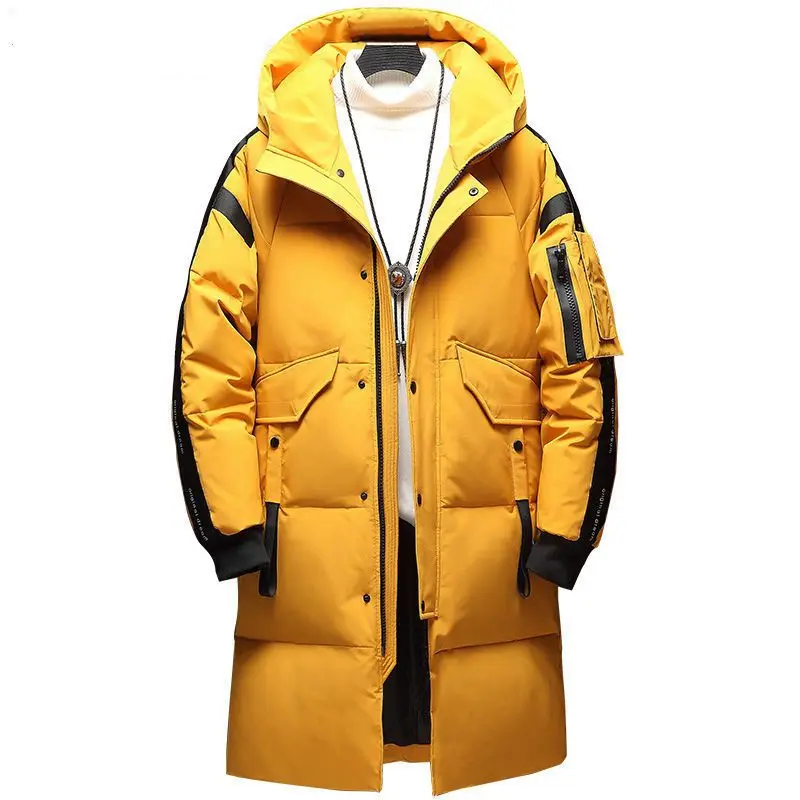 2020 Degree Russia Winter Down Jacket Men Thick Fashion Long Coat Men 80% White Duck Down Jacket Snow Coat Hooded Down Parkas