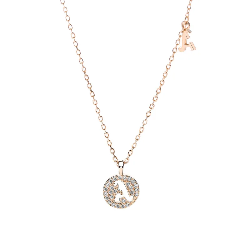 ZS 1 PC A-Z Alphabet Letter Pendant Necklace For Women Girls Champagne Gold Color 925 Silver Initial Chain Choker Jewelry Gift | Украшения