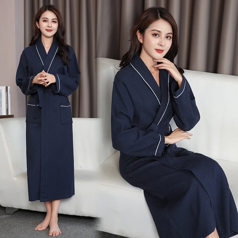 

Spring And Autumn Thin Section Oversize Bathrobe Summer Home Wear Cotton Nightgown Women's Solid Color Bathrobe