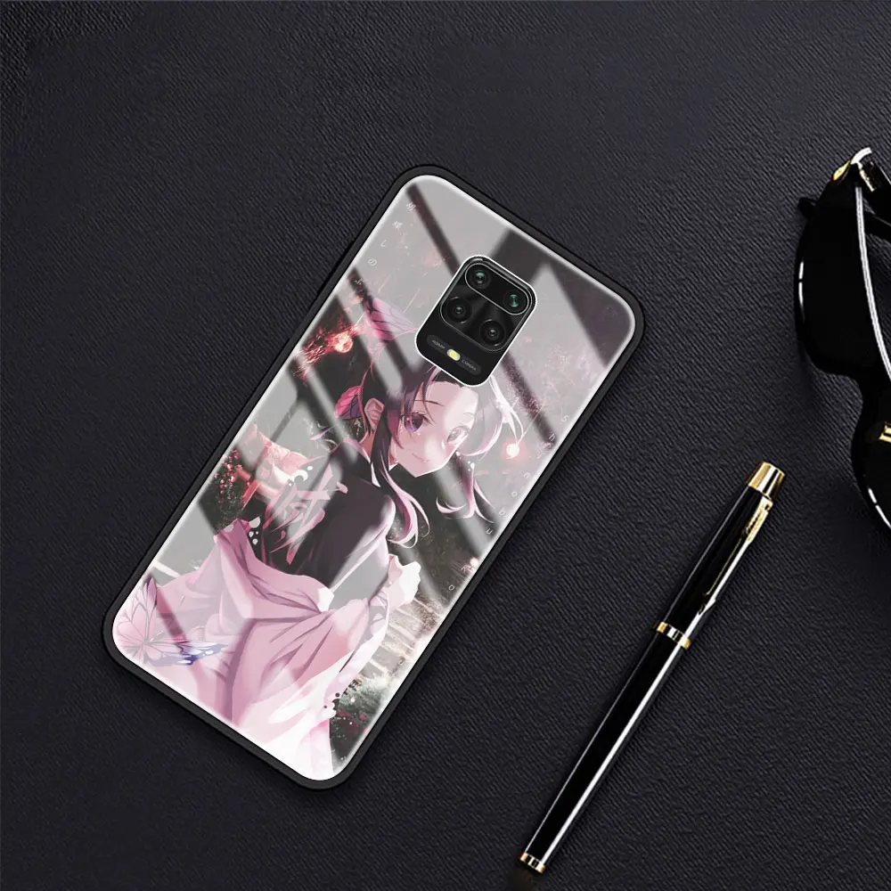 

Phone Case For Xiaomi Redmi Note 9S 8 9 8T 7 9C Mi 10T Pro 9T Poco X3 NFC Tempered Glass Cover Cases Anime Demon Slayer