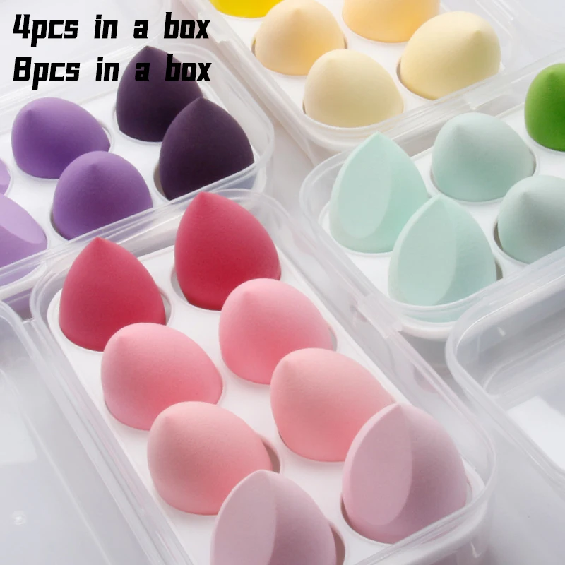 

4/8pcs Makeup Blender Cosmetic Puff MakeUp Sponge with Storage Box Foundation Powder Sponges Beauty Tools Make Up Accessories