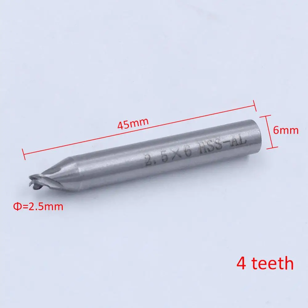 2.5MM 2/4 прекрасно подходит для зубов, hss 1,0-3,0 мм Концевая фреза гравировальный резец для подрезки кромок ЧПУ фрезы Концевая фреза для машины ключ Режущий Станок слесарь - Цвет: 2.5MM