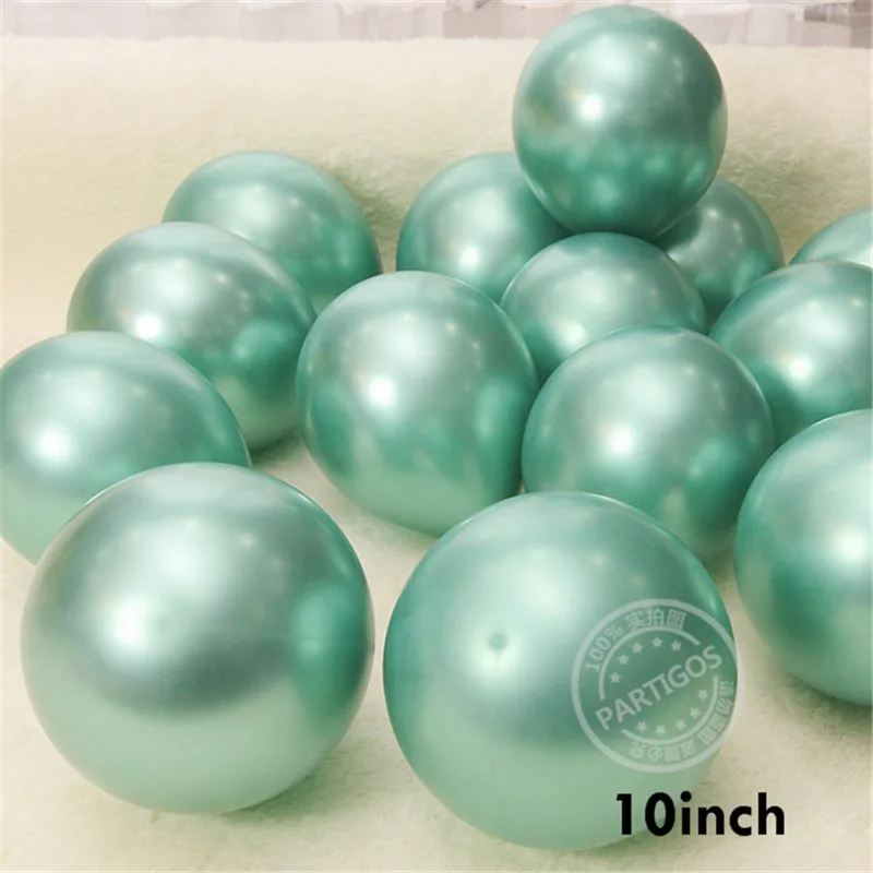 10 шт 12 дюймов пальмовых листьев воздушных шаров из латекса, прозрачные воздушные шары Летние свадебные Hawaii тропический вечерние Декор зеленые листья гелия глобальной - Цвет: 10pcs Chrome green