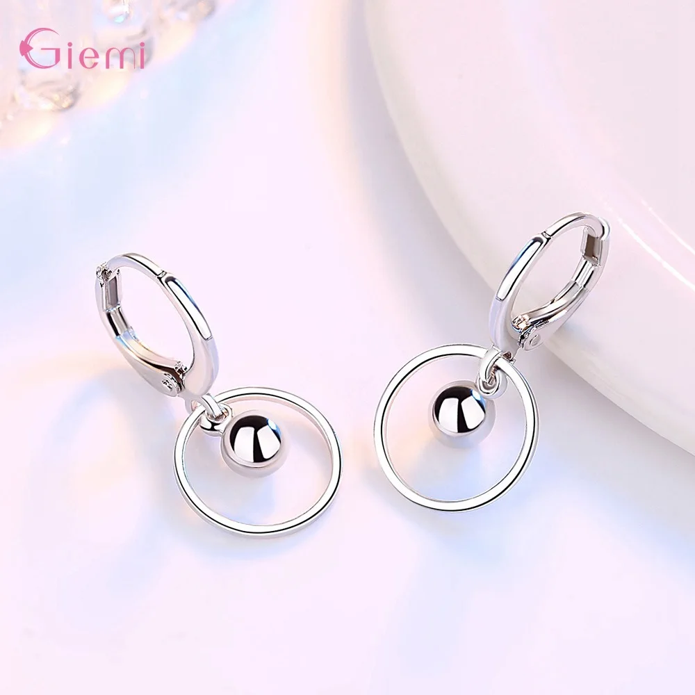 New Fashion 925 Sterling Silver Water droplet Earring for Women Girl Circle Dangle Earrings Jewelry Brincos Gift | Украшения и