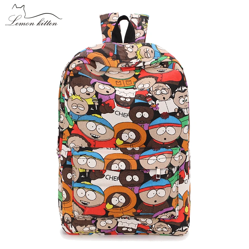 Женский мультяшный модный рюкзак дорожный холщовый женский в стиле хип-хоп с