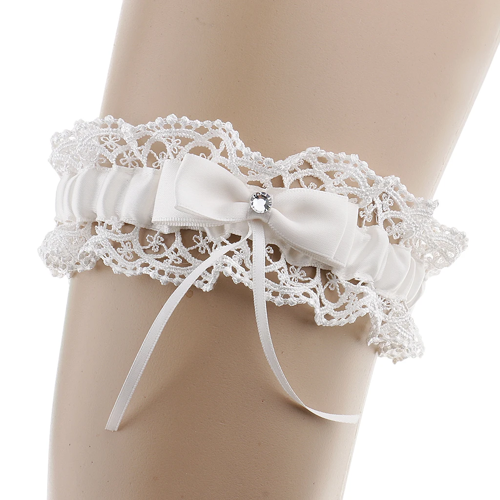 

Bow Lace Garter Crystal Garter Wedding Party Hen Night Costume Prop