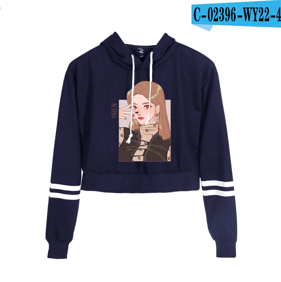 Everglow Kpop Корейская новая команда для девочек уличная Женская пуловер пупка толстовки Толстовка крутая поясничная популярная новинка года толстовки - Цвет: WY22