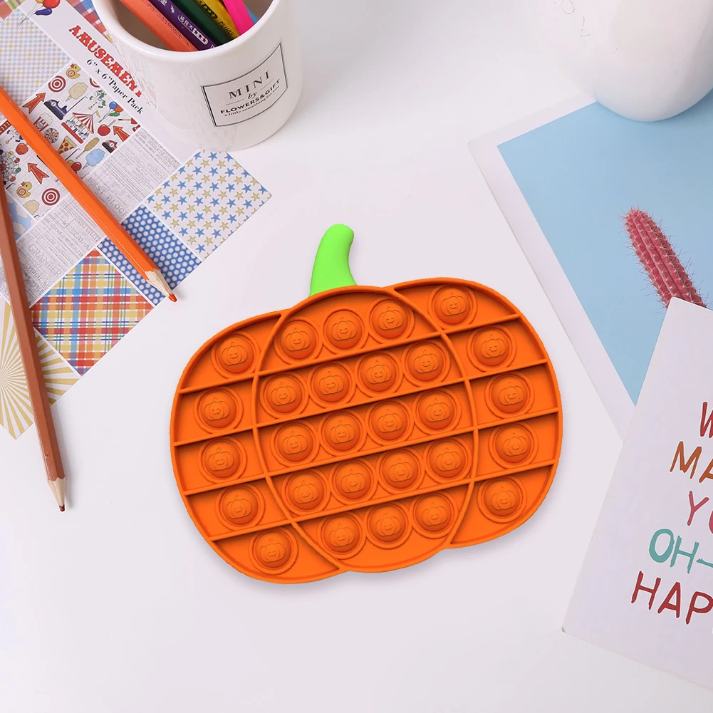 

Silicone Cartoon Orange Pumpkin Push Bubble Sensory Squeezing Toy Anti-stress Relaxing fidget Toys Stress Relieve Autism Needs