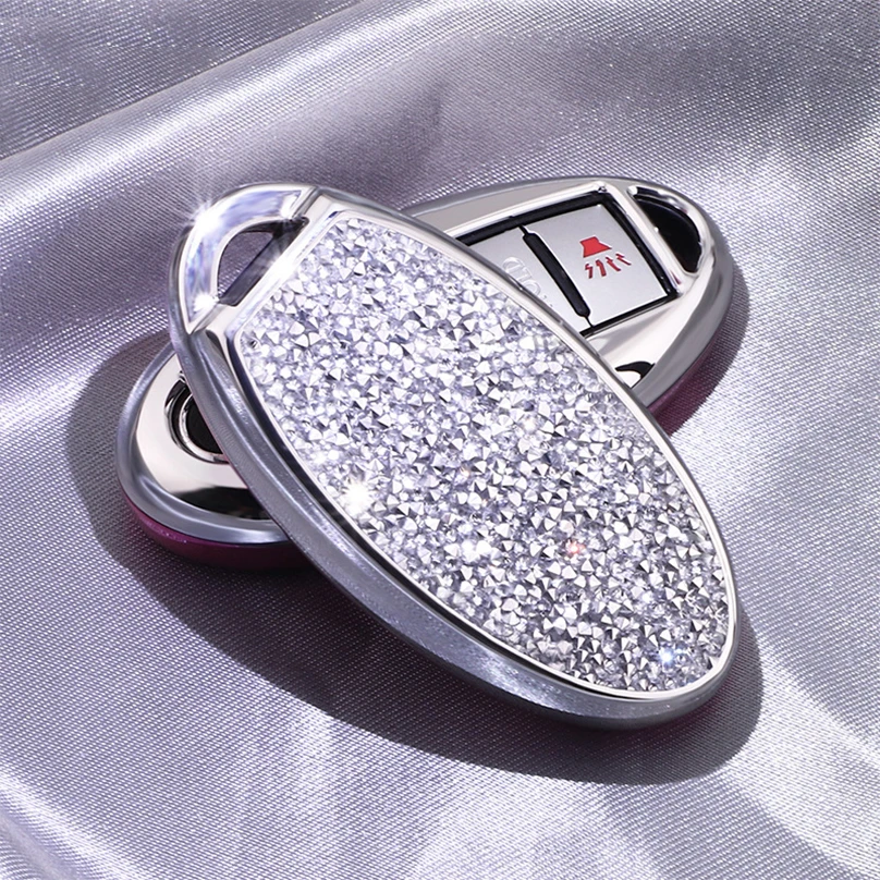 

Fashion Luxury Diamond Crystal Shining Car Key Case Cover For Nissan 370Z Altima GT-R Maxima Murano Rogue Sentra Auto KeyShell