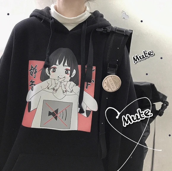 Аниме принт толстовка женская Kawaii Толстовка Harajuku одежда пуловер с капюшоном корейского размера плюс тонкая Повседневная Уличная одежда Топ V562
