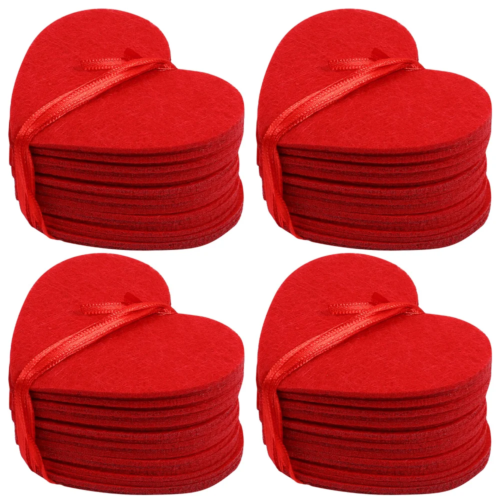 

4pcs Valentine's Day Hanging Decors Party Heart Shape Felt Pendants Decor