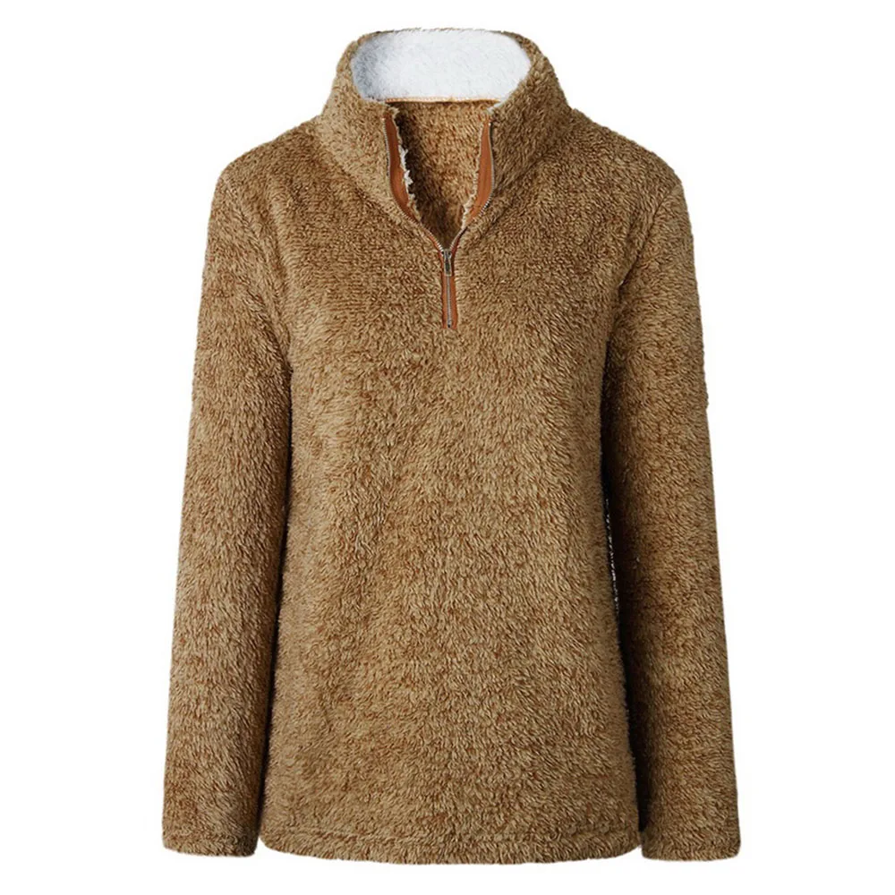 Женские модные однотонные пуловеры на молнии с высоким воротником и длинным