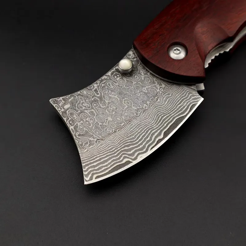 Дамасский складной нож острый карманный мини Клинок с ручкой из красного