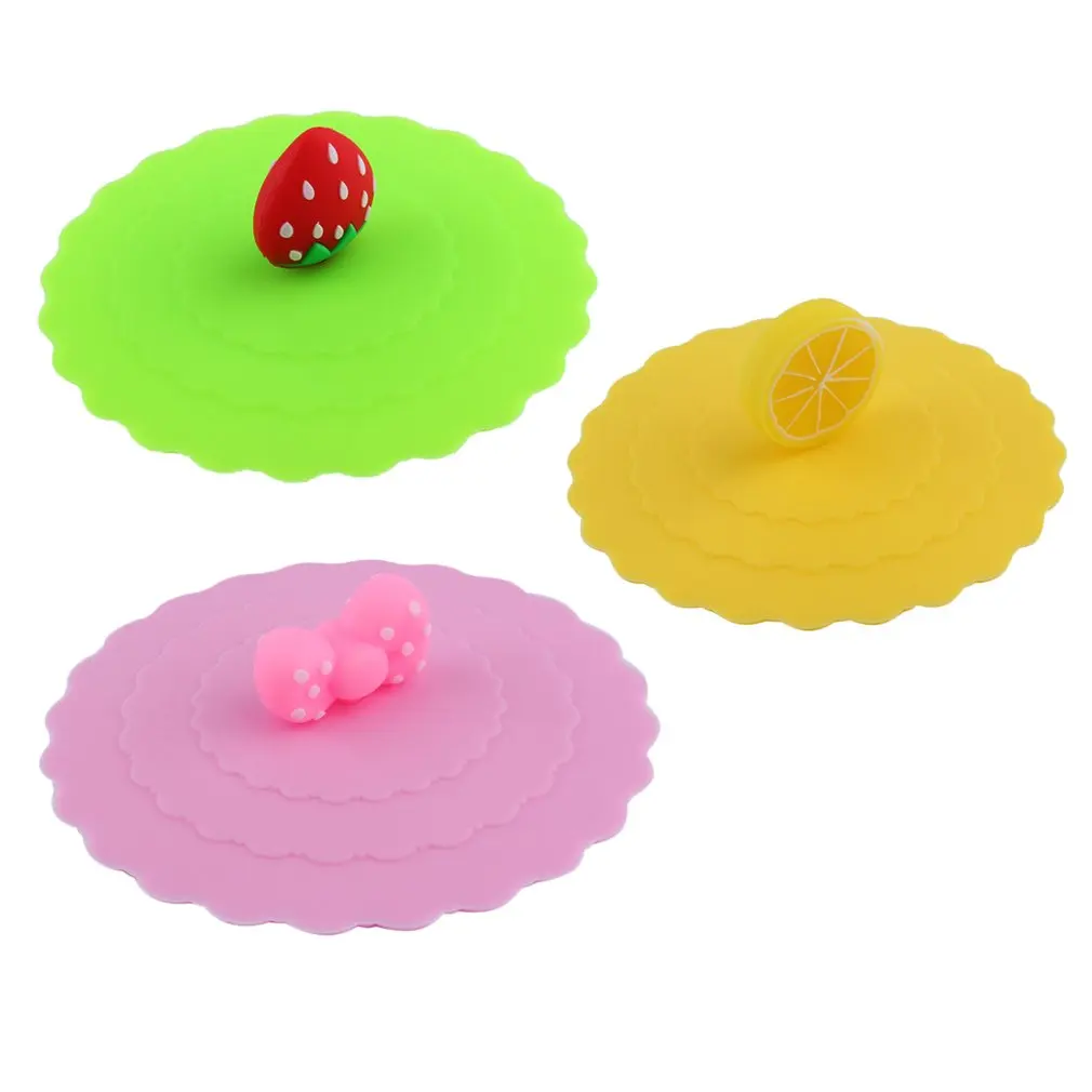 3 цвета милая противопыльная силиконовая стеклянная крышка для чашки кофейная