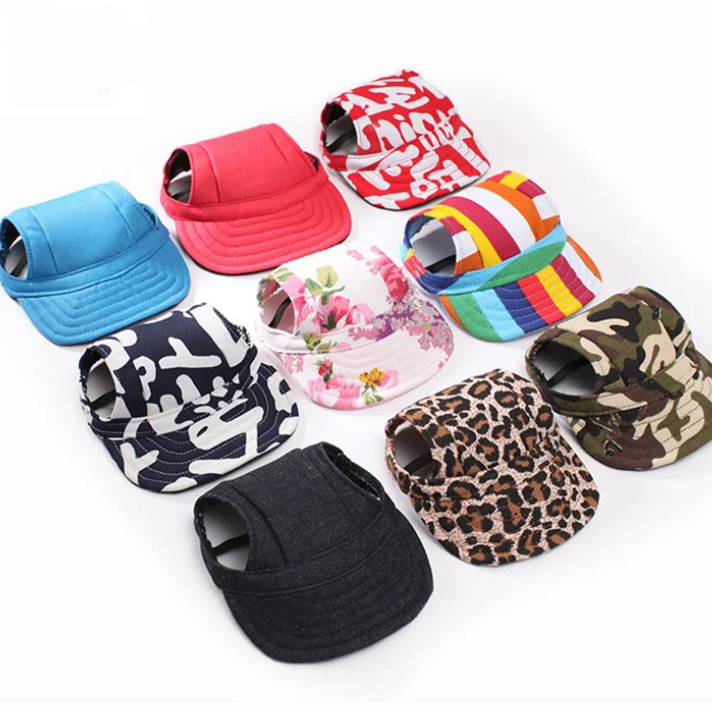 

Pet Dog Canvas Hat Sports Baseball Cap Visor Cap With Ear Holes Dog Supplies Pet Dog Outdoor Accessories