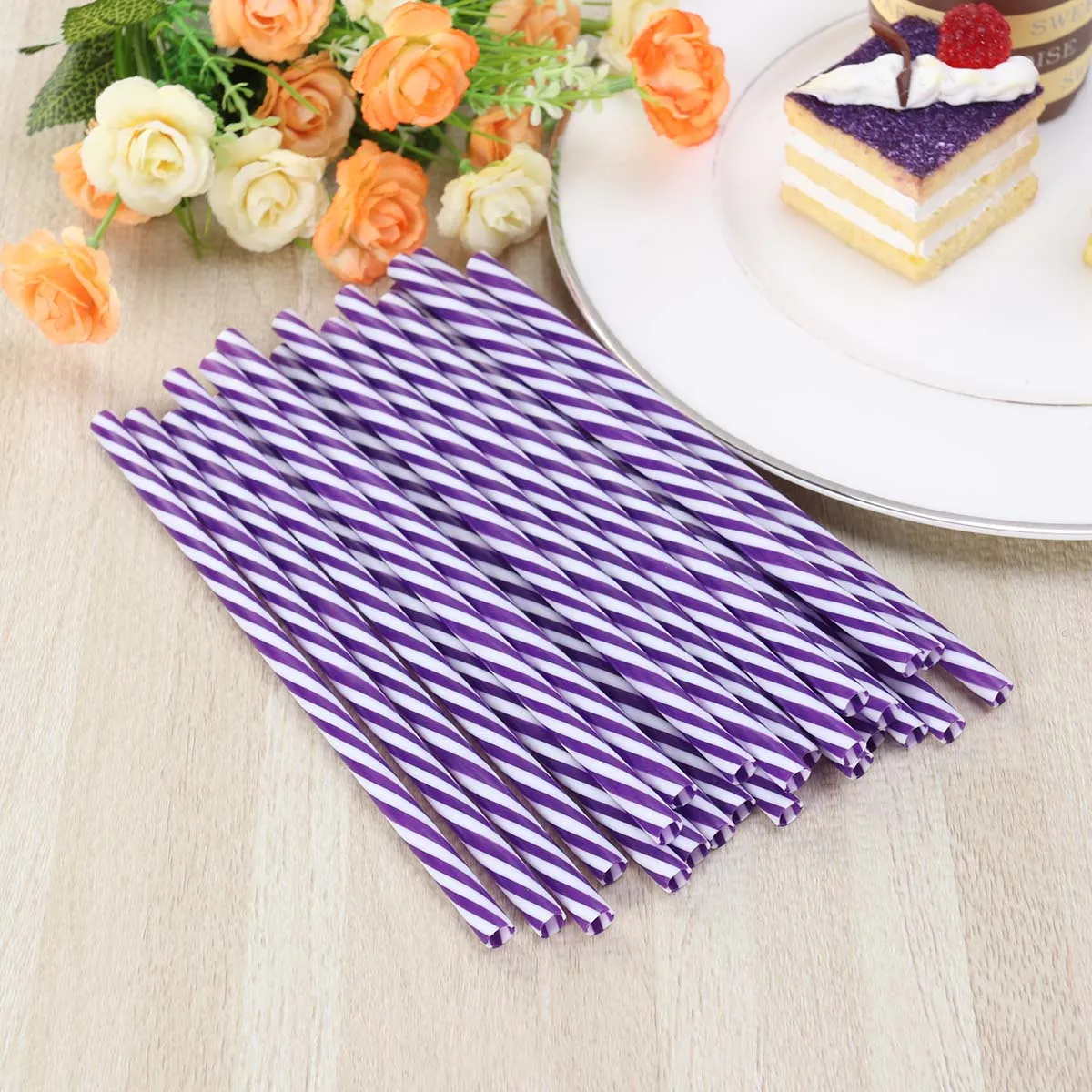 Упаковка из 24 шт одноразовые стильные креативные питьевые соломинки в полоску