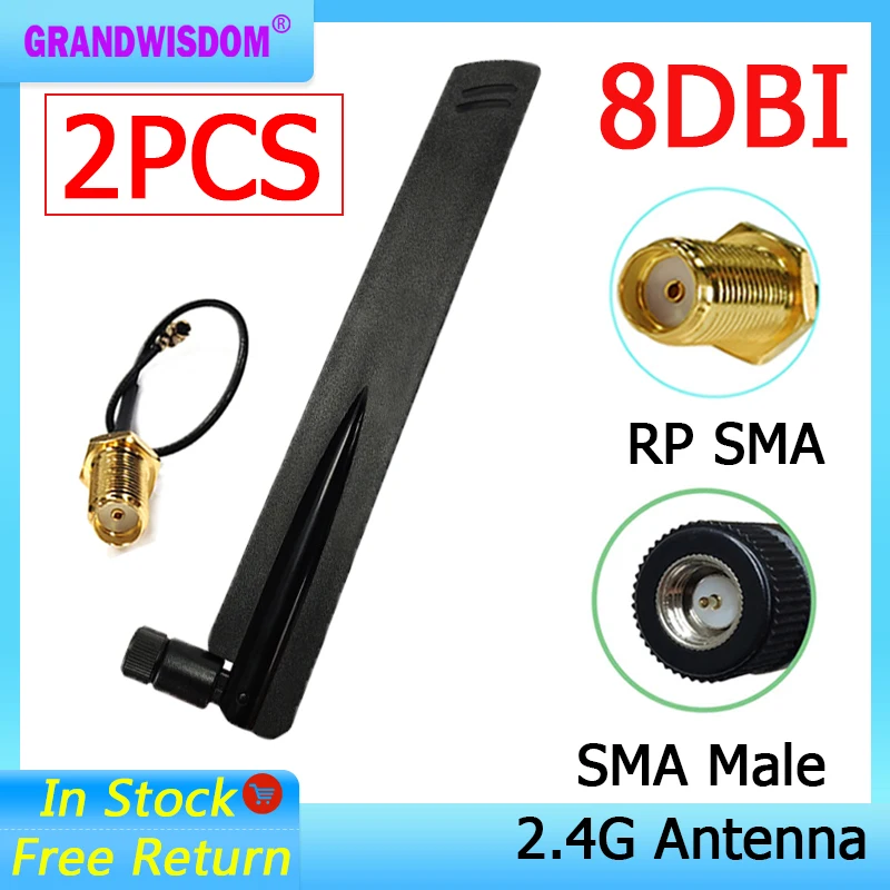

2 шт., 2,4G антенна 8dbi sma, Wi-Fi, 2,4 ГГц