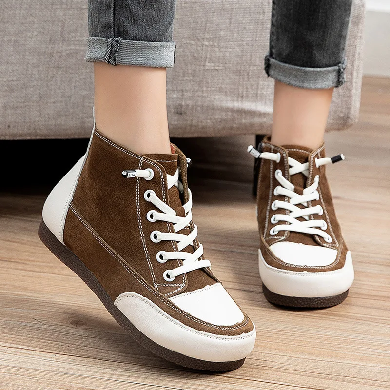 

New Women Boots New Fashion Woman Boots Leather Style Hot Platform Shoes Breathable Casual Woman Shoes