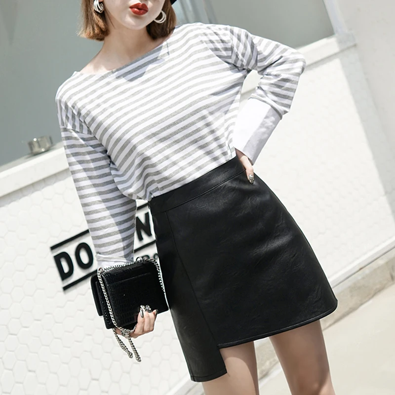 Женская юбка средней длины черная сексуальная облегающая мини из ПУ кожи|Женские