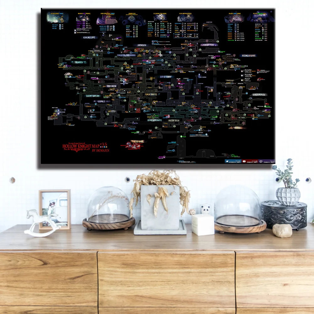 Полый рыцарь карта игра Плакат Украшение картина на HD Холст Картина холста холщовая картина плакат стены искусства холст