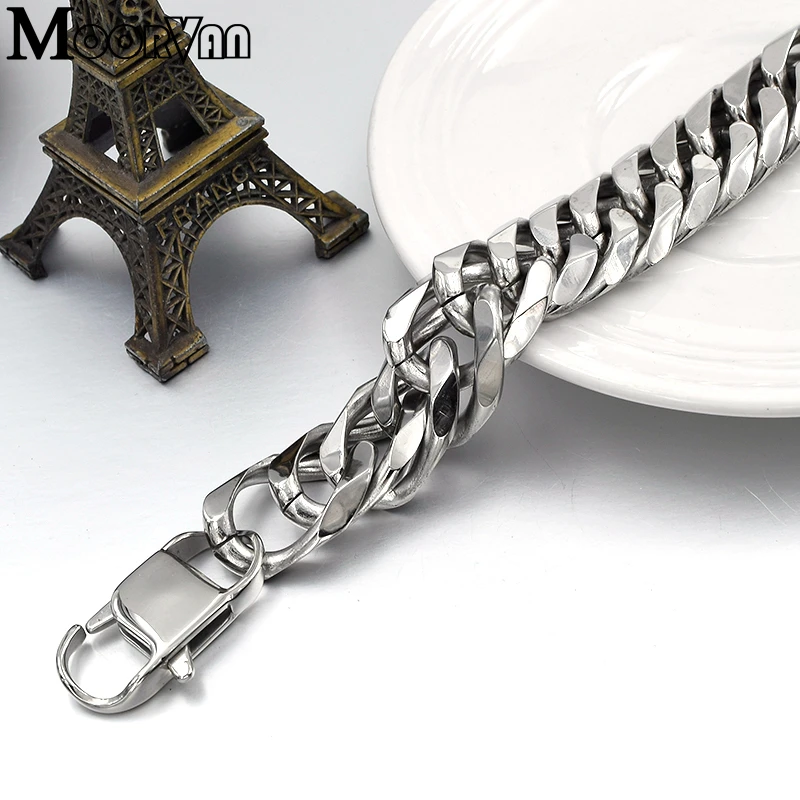 Moorvan 19 мм шириной 22 см длина, ссылка chian ювелирные изделия горячее предложение 316l нержавеющая сталь, для мужчин мужской Шарм браслет Бижу VB307