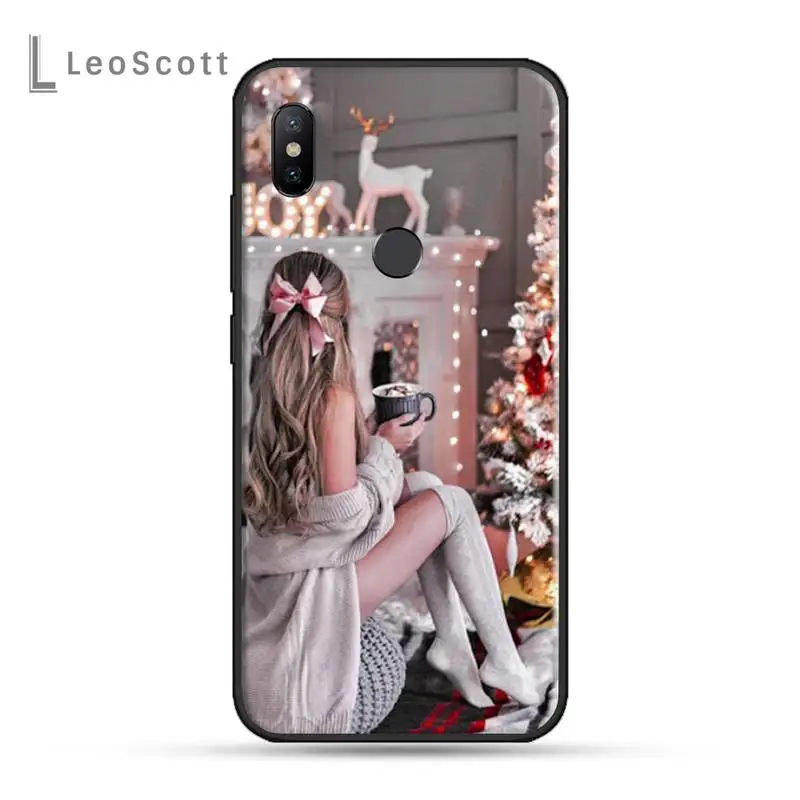 

Vogue fashion Christmas girl Anti-fall luxury Phone Case shell For Xiaomi Redmi note 7 8 9 t k30 max3 9 s 10 pro lite