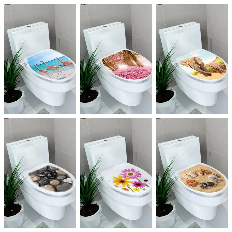 

1Pcs 3D toilet Stickers Bathroom decorative Paste Bathroom decoration waterproof painting Wall Sticker Home Decor wallpaper post