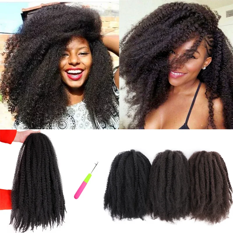 

ELEGANT MUSES Marley Braids Synthetic Afro Kinky Curl Crochet Braid Yaki Ombre Braiding Hair Extensions Black Brown10 14 18inch